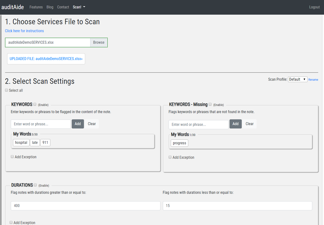 Upload an xls, xlsx, or csv file